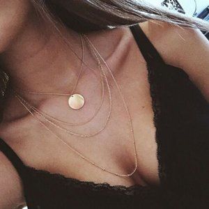 Multi-layered Coin Necklace (Gold)